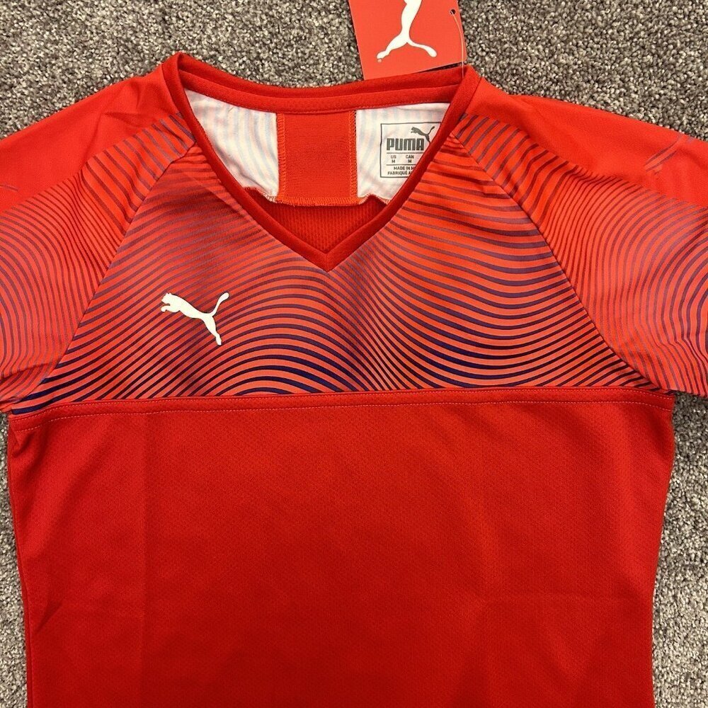 Puma CUP Soccer Jersey Top Women's Red White V-Neck Size M - Medium - NWT $40 - Picture 5 of 14